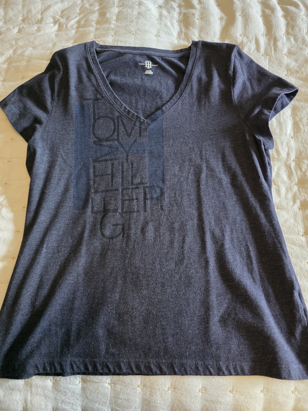 Tommy Hilfiger Dark Navy V-Neck Logo Graphic Tee